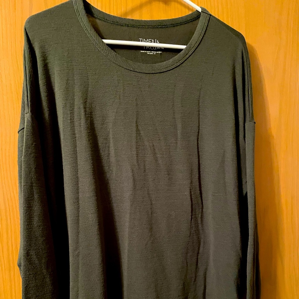 Women’s size large top by Tried & True in army green